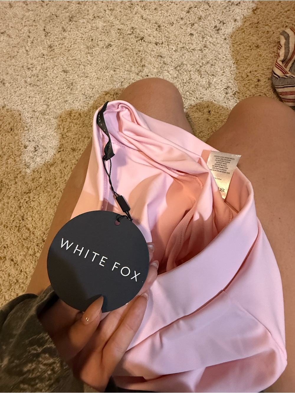 White Fox Boutique Light Pink Bike Shorts with Logo - Picture 3 of 4